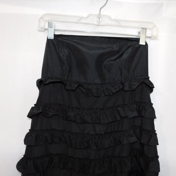 GAP Womens 4 Strapless Ruffle Black Silk Blend Cocktail Dress - Picture 4 of 10